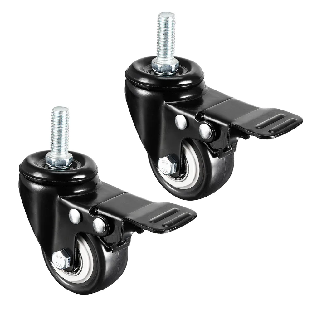 

UXCELL 2pcs 2inch PU 360 Degree Swivel Threaded Stem Caster Wheel with Brake M12/M10/M8x25mm 132/110lb Capacity Each Wheel