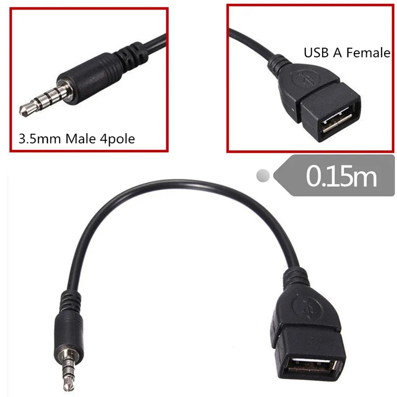 

USB 2.0 OTG To Jack 3.5 AUX Audio Converter Adapter Male To Female Aux Cables For Car MP3 Speaker Disk USB Flash Drive 0.2m