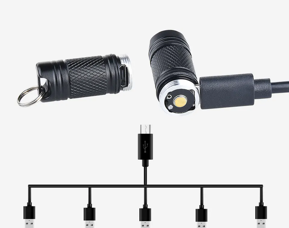 New Pocket Mini LED Flashlight USB Rechargeable Portable Waterproof White Light Keychain Torch Super Small Lanterna with Battery (4)