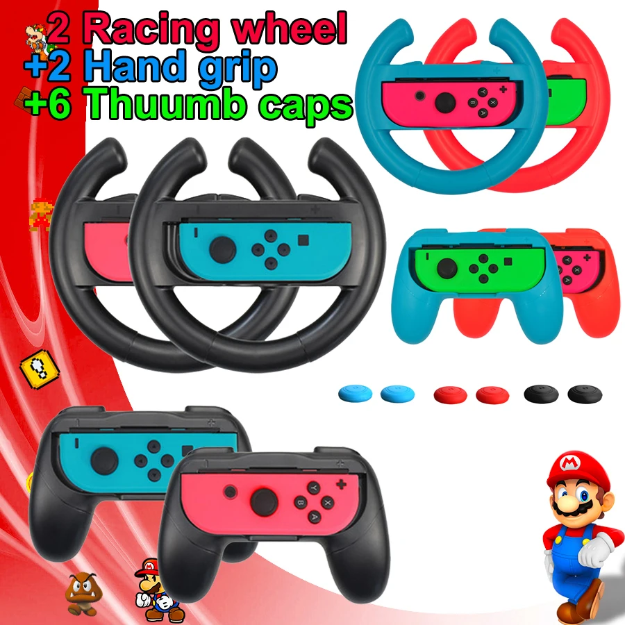 

10 in 1 Nintend Switch Accessories Racing Steering Wheel Handle Grips Thumb Caps for Nintendo Switch Joycon Nintendoswitch Games