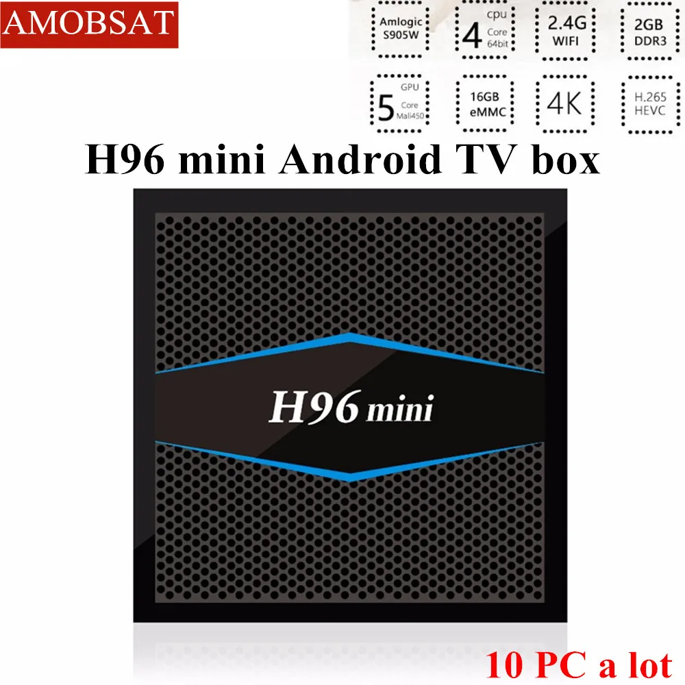 

AMOBSAT 10PCS/Lot H96 mini 4K 2G 16GB TV Box Android 7.1 quad Core Amlogic S905W Andriod TV Box Smart TV Box support IPTV