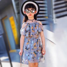 Шифоновое летнее платье для крупных девочек, платье для подростков, платья для маленьких девочек, детская одежда для девочек, размеры для 3, 4, 5, 6, 7, 8, 9, 10, 11, 12 лет