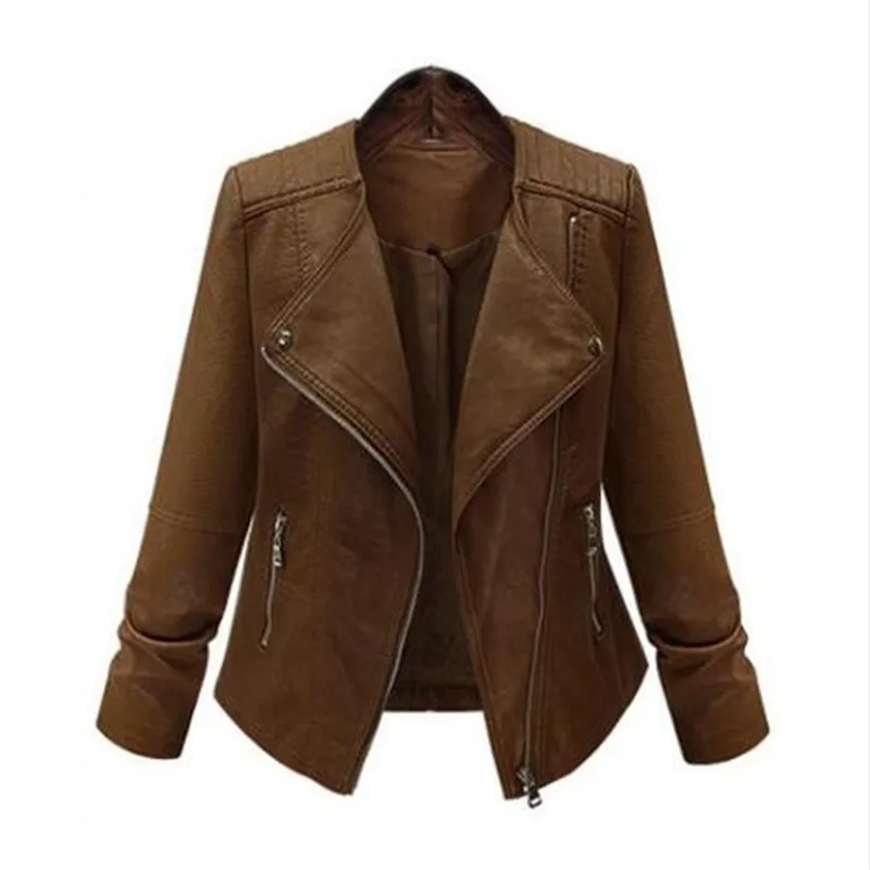 

AILOOGE Woman Winter Coats And Jackets 2017 New Arrival Euro Style Casual Snake Skin Zipper Rider Leather Jacket 5XL Bomber Jack
