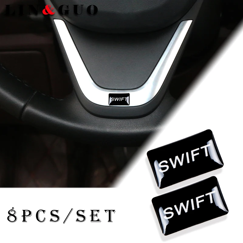 

8pcs Car styling Steering wheel 3D small Emblem Sticker Wheel Decal Fit for SUZUKI SWIFT Car Sticker
