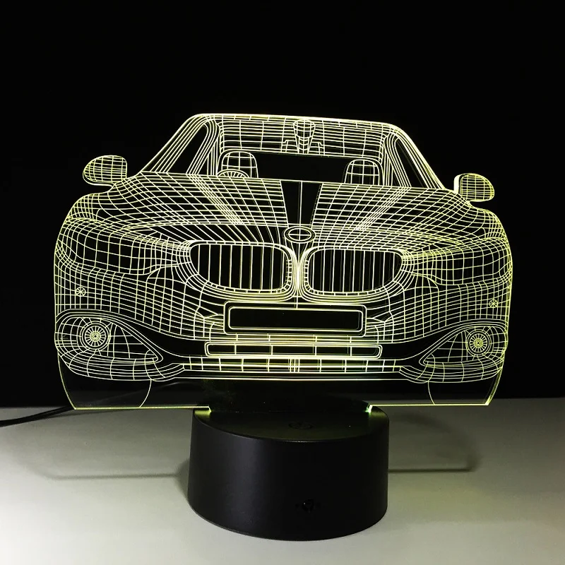 Творческий 3D визуальный светодио дный ночника Форсаж 8 автомобилей Bmw 3D ночник 7 Изменение цвета USB Мощность домашний Декор лампы