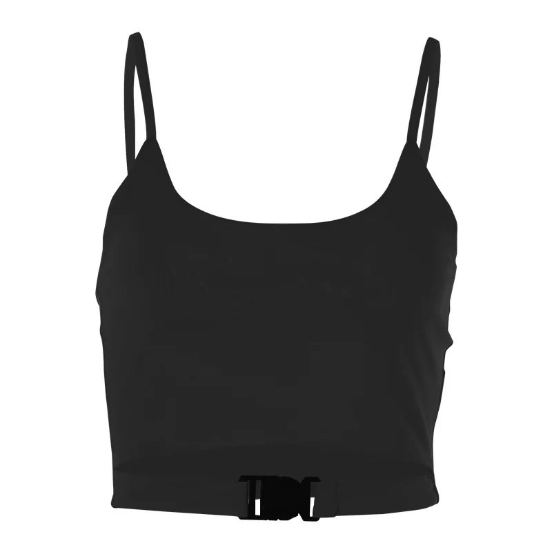 Women Sexy Casual Tank Top Sleeveless Buckle Summer Crop Top Shirt Camis Tops