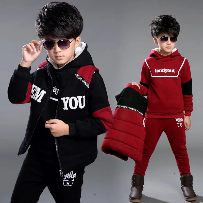 

Tommu Carino Brand Enfant Winter Kids Boys Winter Suit Children Sports 3 Pieces Sets Cashmere Sweater Vetement enfant garcon