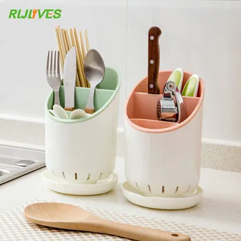 

Kitchen Tools Chopsticks Boxes Fruit Holder Cutlery Spoon Storage Box Household Partition Drain Chopsticks Boxes
