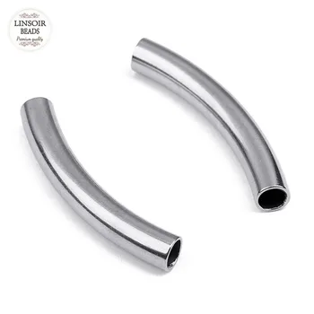 

Linsior 10pcs Smooth Square Brass Curved Tube Spacer Beads Stainless Steel Tube Connectors 40x6mm for Necklace Jewelry Making