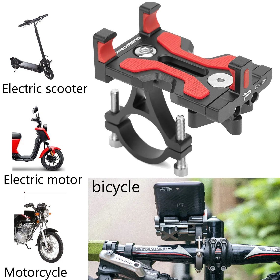 

Aluminum Alloy Motorcycle Phone Holder Bicycle Handlebar Smartphone Support 360 Rotating Mount for IPhone 8 X Samsung Note 8 9