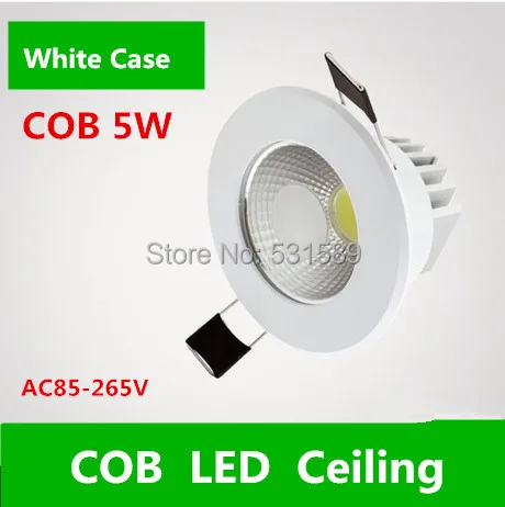 

New arriva lWhite Case 50PCS 5W COB LED Ceiling Light High Brightness Cool White/Warm White Free Shipping