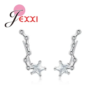 

Exquisite High Quality Star Design Sparking Luxury CZ Crystal 925 Sterling Silver Earring Clip Girls Party Accessories