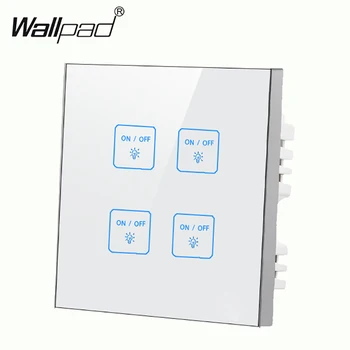 

Elegant White 4 gangs 1 way Glass touch wall light switch, Free Customize LED Touch switch,Work for any lamps Free Shipping