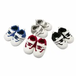 Обувь для малышей из искусственной кожи обувь спортивная, кроссовки Новорожденные Мальчики Девочки узор обувь для новорожденных мягкая