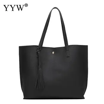 

Pu Leather 2019 Tote Travel Handbags Tassels Shoulder Bag Large Capacity Handbag Female Soft Surface Shopping Bags For Women