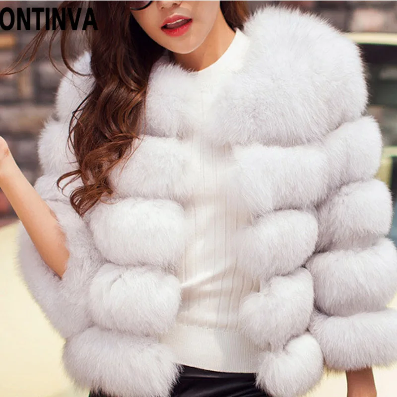 S 3XL пальто из искусственного меха для женщин Зимняя мода Красные Элегантные толстые норковые Пальто Теплая Верхняя одежда куртка из искусственного меха Chaquetas Mujer - Color: White