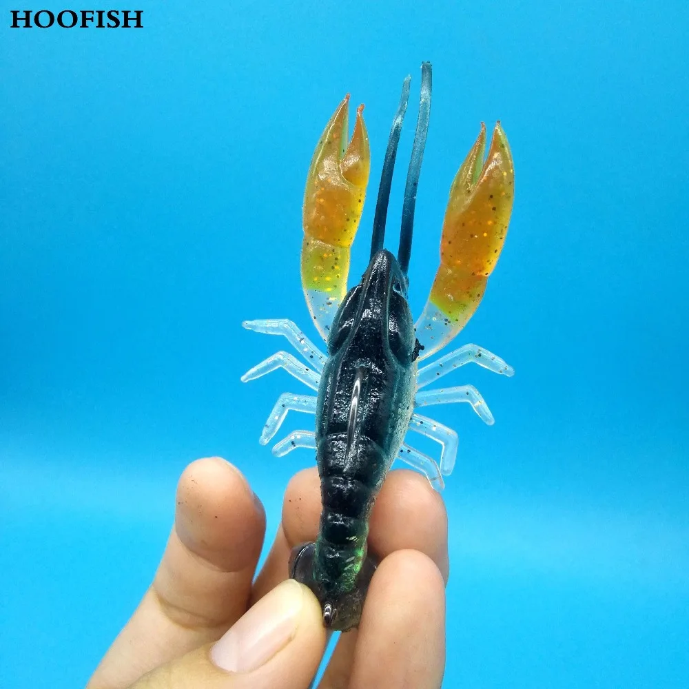  HOOFISH 5pcs+1box/lot Crayfish Fishing Lure 14g/7.5cm Shrimp Lobster Swim bait Claw Bait ISCA Artif