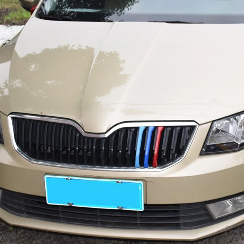 

3D Car Foront Grilles Trim Sport Strips Cover For Skoda Octavia A7 2015-2017