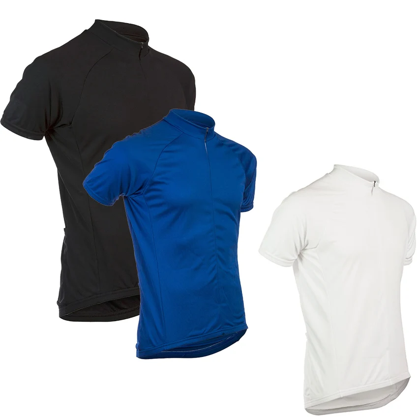 Black White Blue 3 Solid Colors Summer Short Sleeve Cycling Jersey Tops