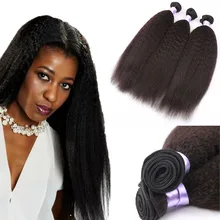 Brazilian Virgin Hair Kinky Straight 3Bundles Brazilian Yaki Straight Hair Unprocessed Human Hair Weave