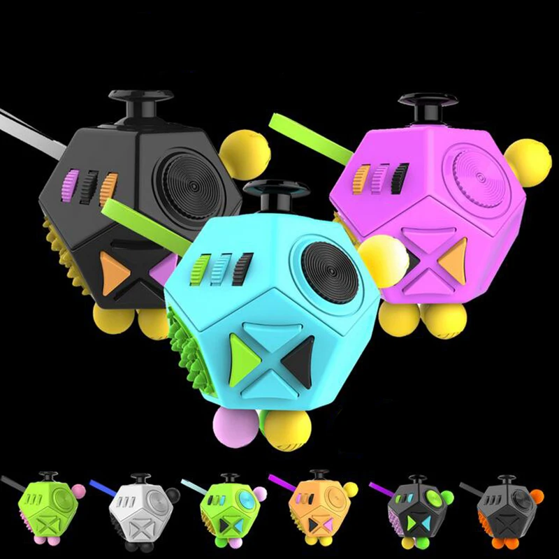12 Sides Fidget Toy Cube Relieves Stress and Anxiety Anti depression