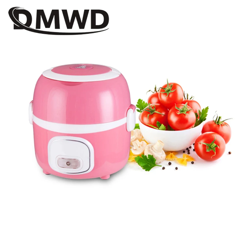 DMWD 1.3L Mini Rice Cooker Portable 2 layers Meal Lunch Box Steamer Thermal Cooking Pot Food Heating Electric Lunchbox Container DMWD 1.3L Mini Rice Cooker Portable 2 layers Meal Lunch Box Steamer Thermal Cooking Pot Food Heating Electric Lunchbox Container