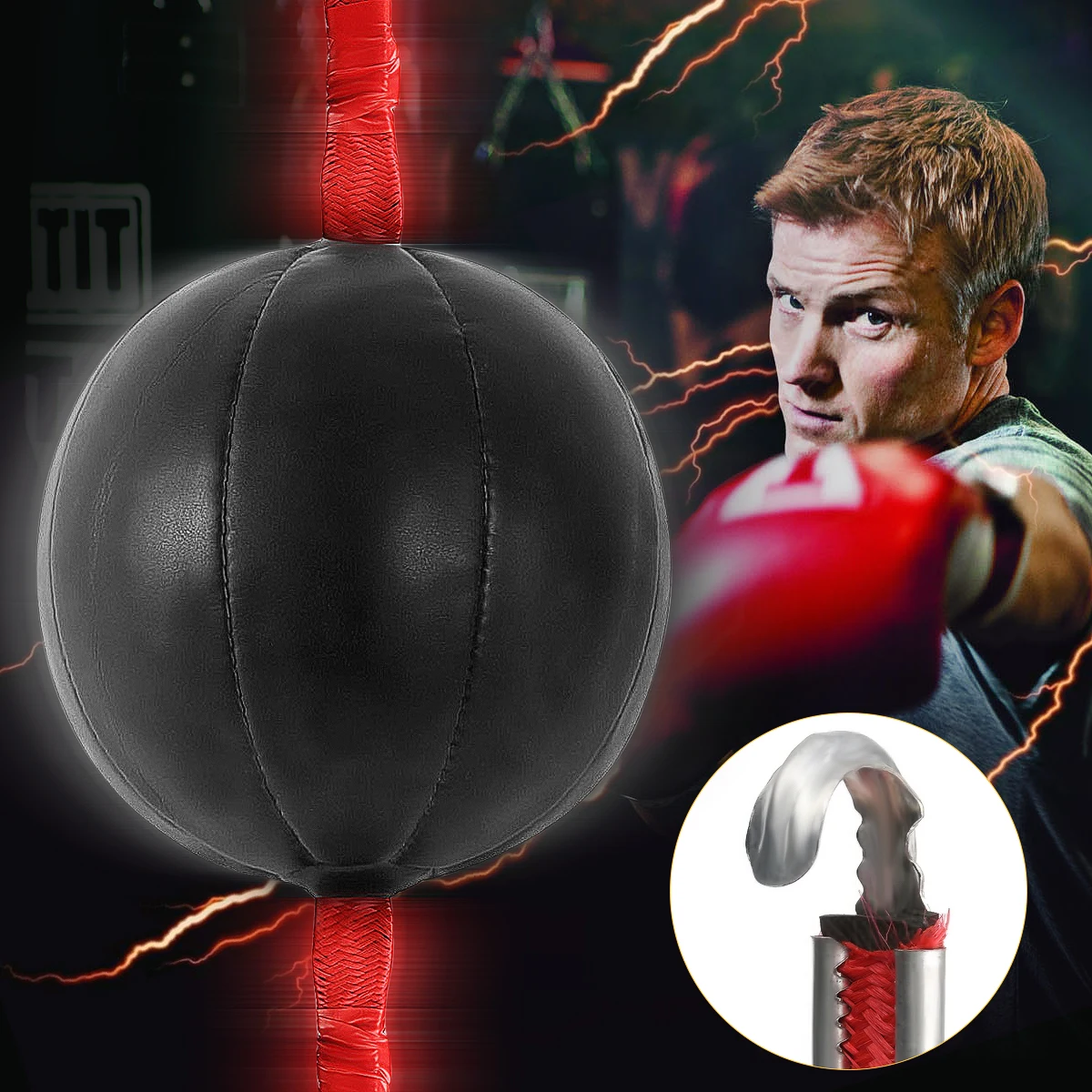 

PU Leather MMA Boxing Speed Ball & Muay Thai Boxing Swivels Punch Bag Punching Training Speedball Professional Boxing Equipment