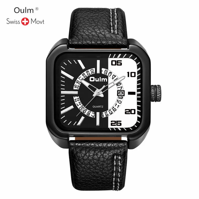 

Oulm Men Watch Top Brand Luxury Male Leather Waterproof Sport Quartz Chronograph Military Wrist Watch Clock Relogio Masculino