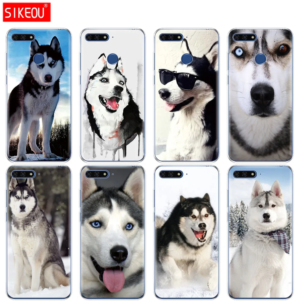 Силиконовый чехол для телефона Huawei Honor 7A PRO 7C Y5 Y6 Y7 Y9 2017 2018 Prime funny Husky Dog|Бамперы| |