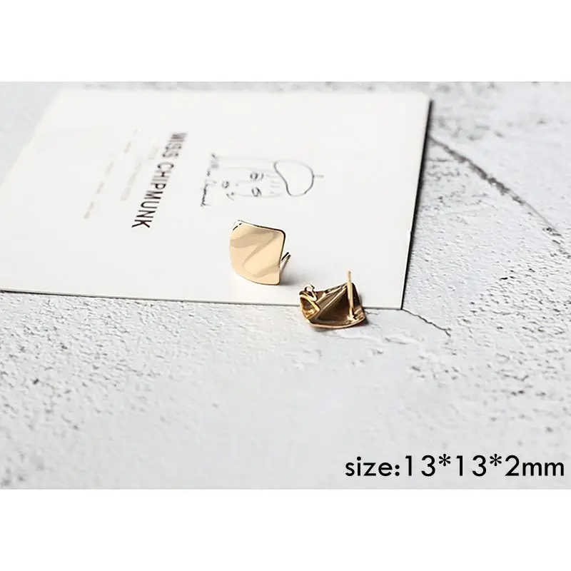 Color-protected copper Stud earring DIY Jewelry accessories handmade material ring square curved oval large geometry 6pcs