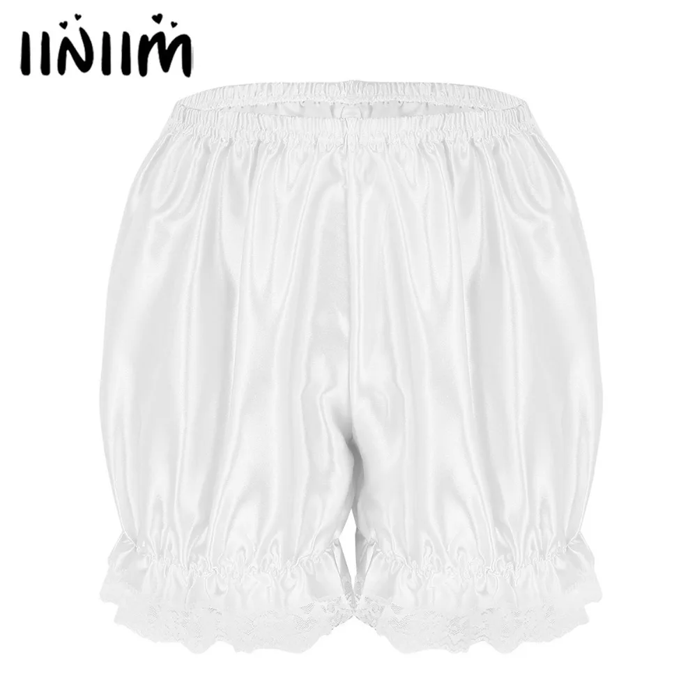 White Women/'s Nightwear Shorts Super Soft High Waist Lace Hem Hot Pants