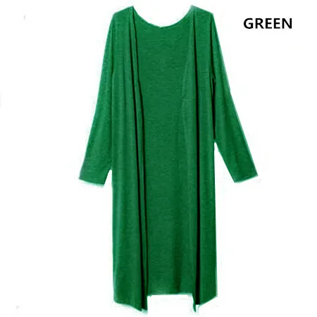 Черный серый розовый кардиган женский свитер повседневное Вязаное пончо размера плюс M-4XL пальто женские длинные свитера vestidos Модальные кардиганы - Цвет: Зеленый