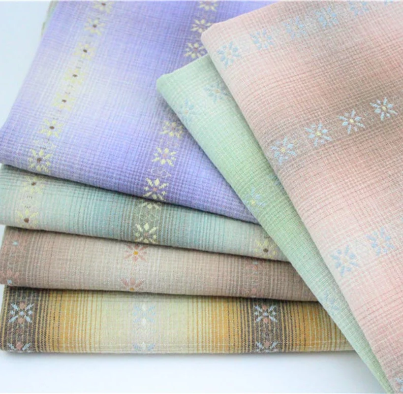 50*140cm Thick Soft Stripe Lace Japanese Yarn Dyed Cotton Fabric Basic