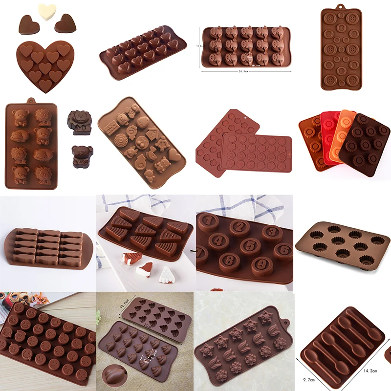 

TTLIFE Silicone Chocolate Mold 17 Shapes Chocolate Baking Tools Non-stick DIY Silicone Cake mold Jelly and Candy Mold 3D Mold