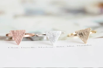 

Fashion triangle ring wire drawing copper ring rings.-color rings for women