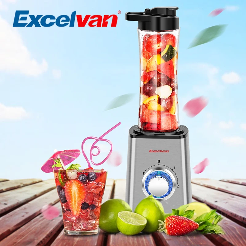  Excelvan HS-05 Juicer Fruit Sports Personal Blender 300W Smoothie Maker Shake Mixer Stainless Steel BPA Free TRITAN 600ml Bottle 