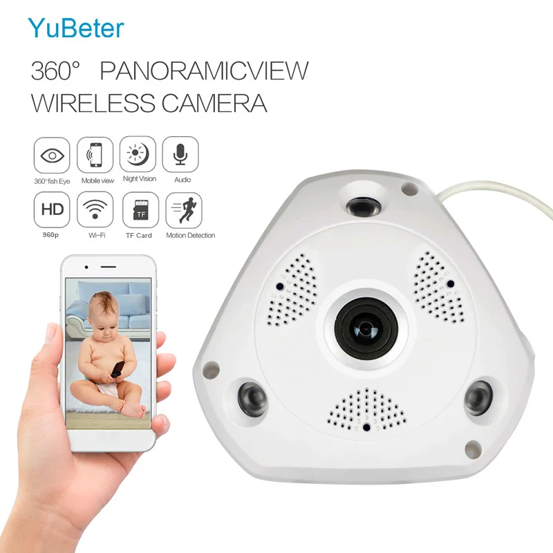

YuBeter 960P Wifi Network Panoramic Camera 360 Cam Fisheye Lens Video Surveillance Home Security Support Infrared Night Vision