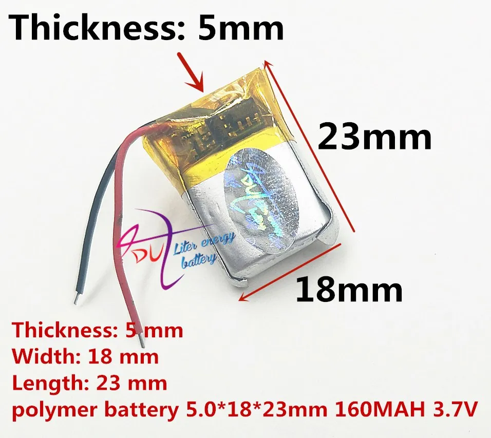 

best battery brand 3.7V polymer lithium battery 501823 051823 160mah MP4 MP5 MP3 Bluetooth small toy recording pen