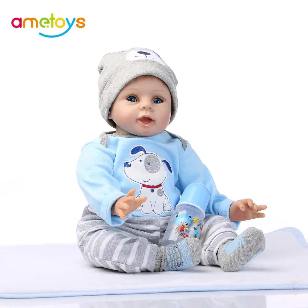 

22inch 55cm Reborn Baby Doll Boy Toddler Silicone Body Boneca with Clothes Blue Eyes Brinquedos Lifelike Cute Gifts Toy for Kids