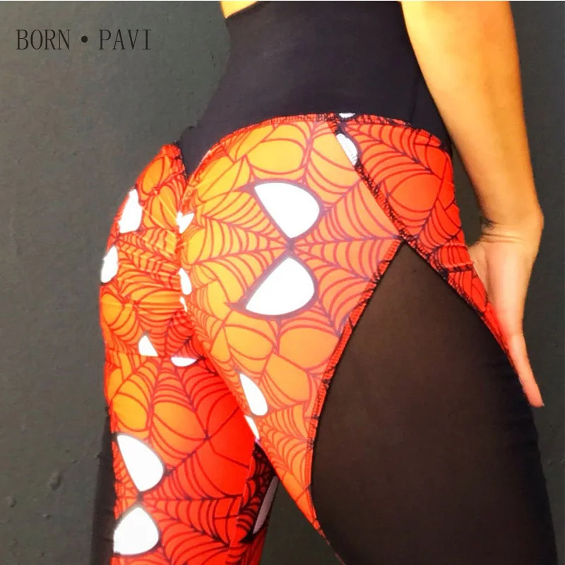 

BORNPAVI Print Spiderman Leggings Women Fashion Sexy Hips Push Up Workout High Waist Casual Mesh Fitness High Quality Leggins