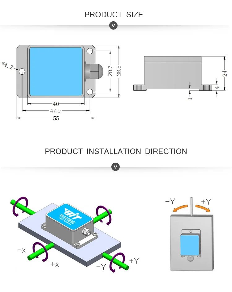 Witmotion-sensor digital de inclinação de 2 eixos,