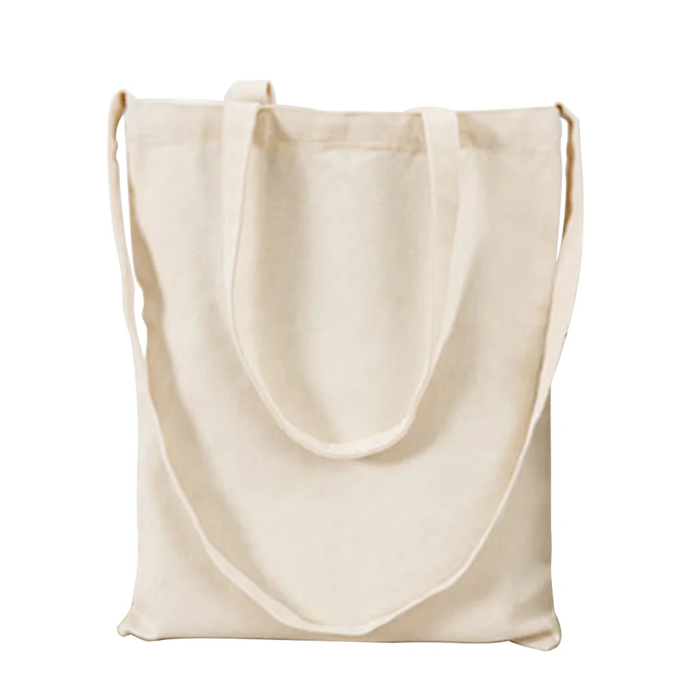 

3pcs Solid Handbag Shopping Bag Shopping Folding Canvas Fashion Student Natural Home Large Capacity Anti Tear Eco Friendly