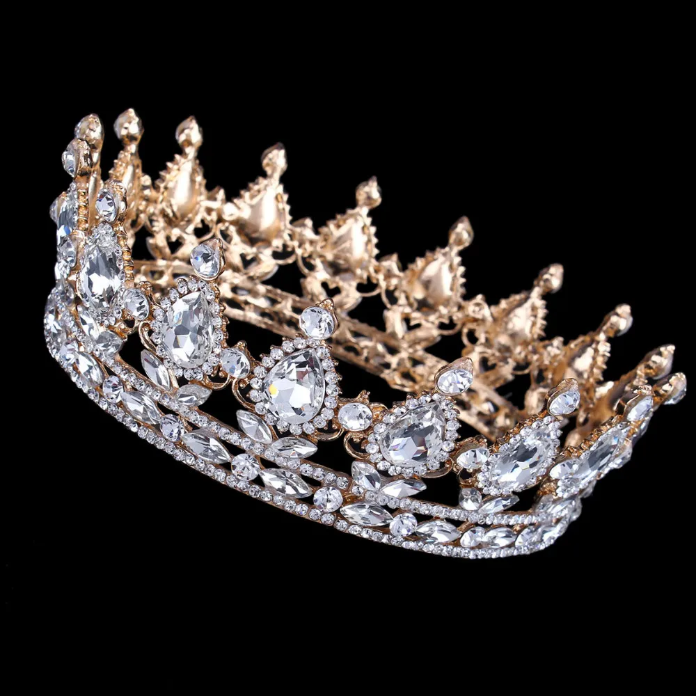Винтажные свадебные хрустальные стразы, корона в стиле барокко, королевская тиара, короны для женщин, вечерние украшения для волос, аксессуары