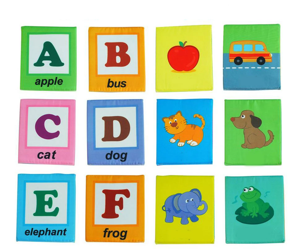 Recursos de Aprendizagem Montessori Primeiros Educacional Série 26 Pces Alfabeto Macio Cartões Pano Bolsa Livros Minha Primeira Palavra Livro Zoo 3 série 26 pces alfabeto macio cartões pano