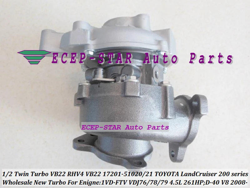 one Twin Turbo RHV4 VB22 17201-51020 17201-51020 Turbo For TOYOTA Land Cruiser 200 series D-40 V8 2008- 1VD-FTV VDJ76 VDJ78 VDJ79 4.5L 261HP (4)