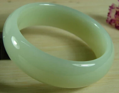 

437 Certified Chinese Natural White Hetian Nephrite Jade Bangle Bracelet 60MM