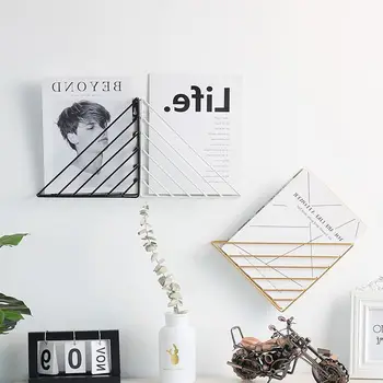 

1 pcs Triangle Metal Table Storage Basket Chic Nordic Scandinavian Gold Desk Storage Basket Magazine Organizer Home Decor
