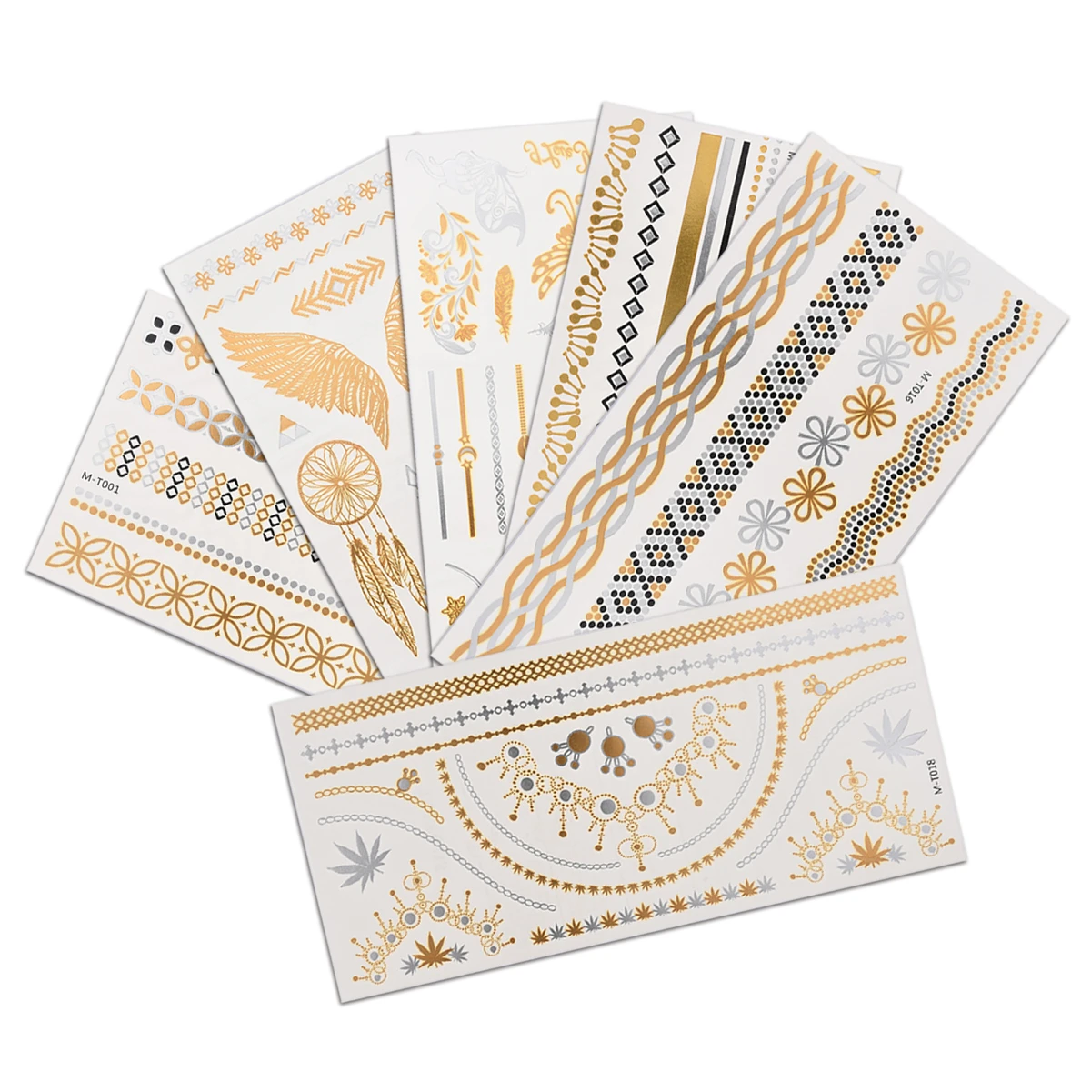 

21*10cm Temporary Tatoo Waterproof Fake Tattoo Gold Silver Color Egypt Style Striped Wing Tattoo Sticker Body Skin Tatto