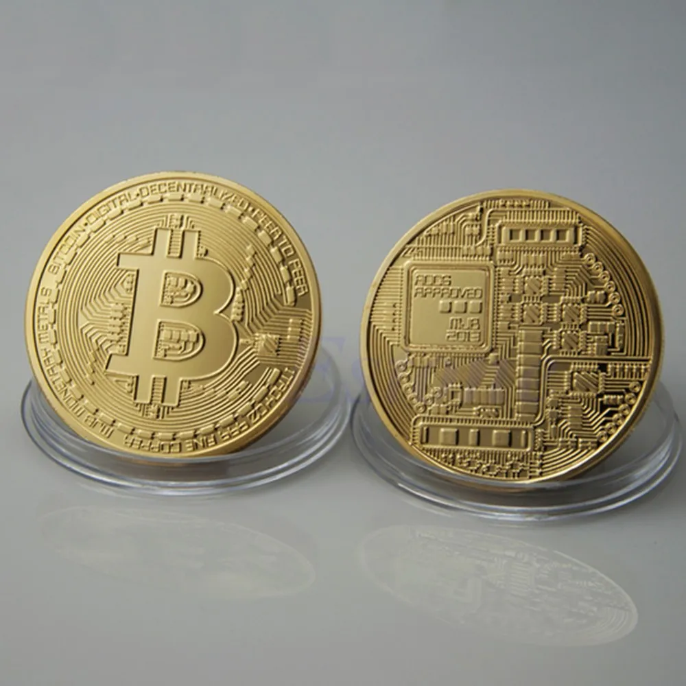 1 x позолоченная монета Биткойн Коллекционная арт-коллекция монет btc подарок физический