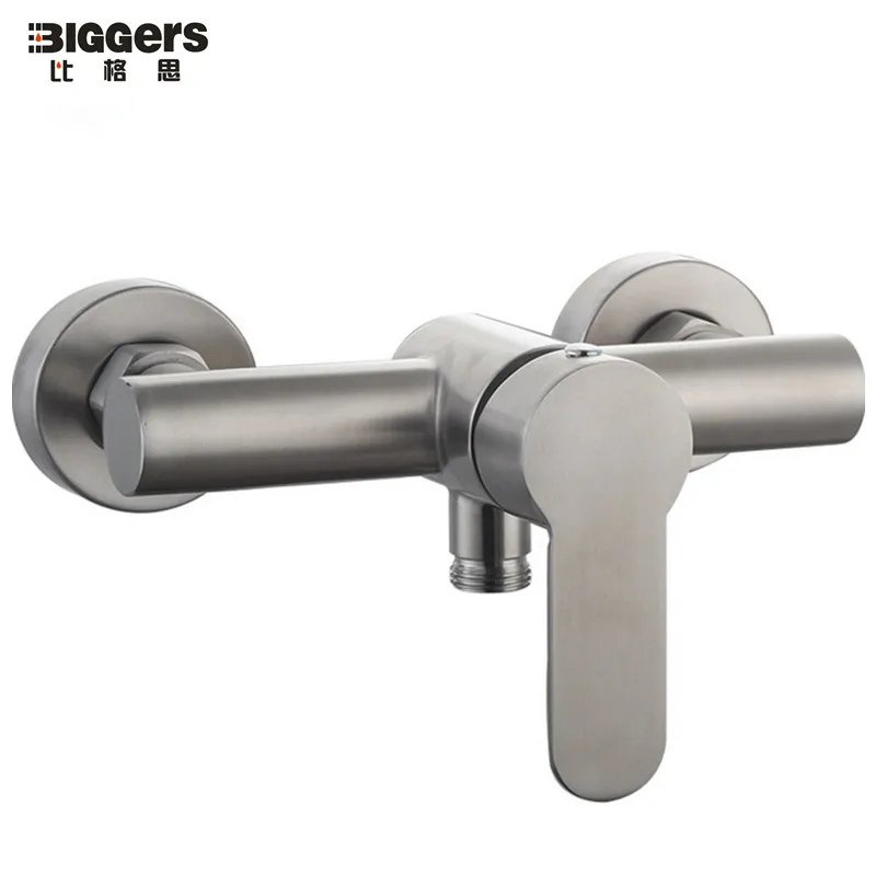 Free shipping 304 stainless steel wall install bathroom shower faucet tap brushed single handle control for cold and hot water |